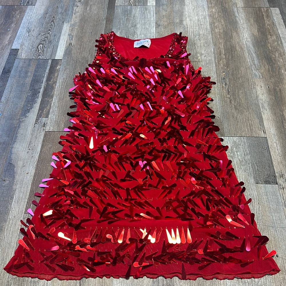 Red Sequin Sheer Dress Cover Up